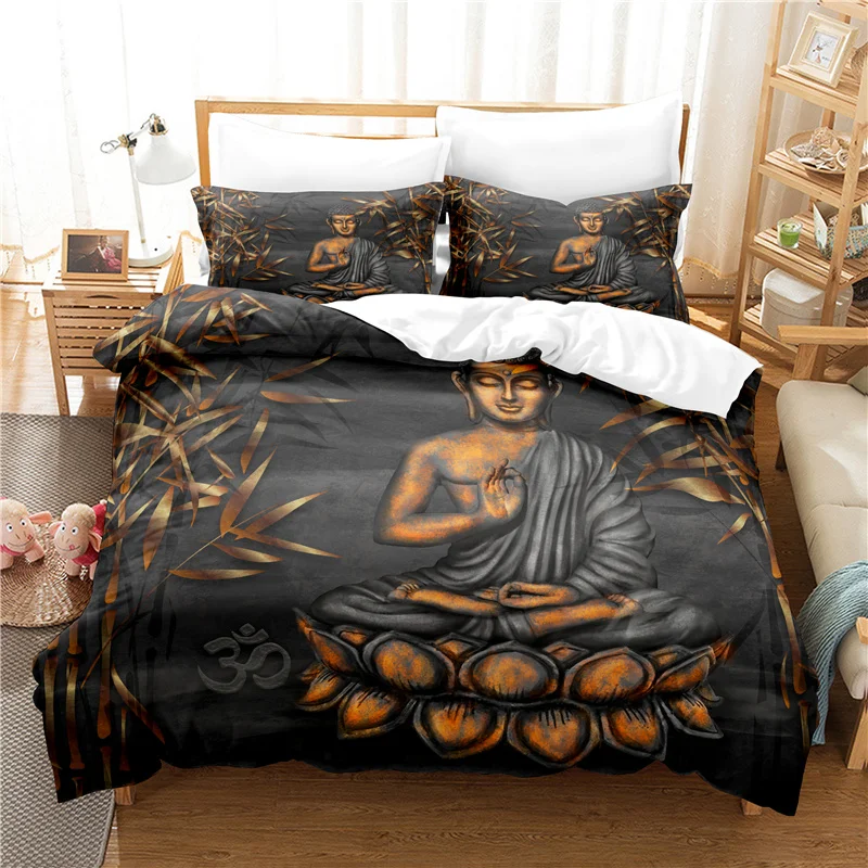 Buddha Statue Bedding Set Duvet Cover Set 3d Bedding Digital Printing Bed Linen Queen Size Bedding Set Fashion Design