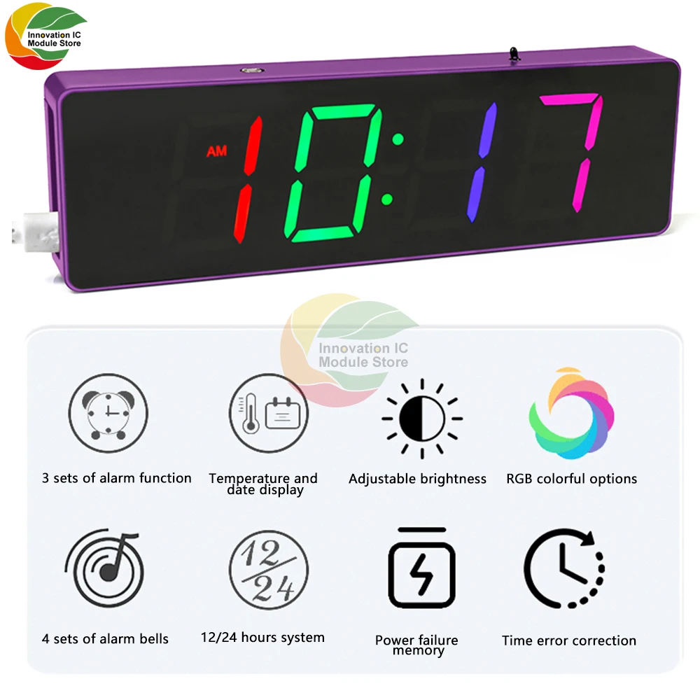 Colorful Digital Clock Diy Kit Colorful Rgb Clock Microcontroller Soldering Exercise Practical Training Production Loose Parts