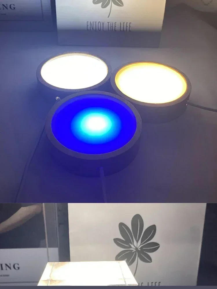Base ronde en bois pour veilleuse LED, 1 à 4 pièces, 6/8/10CM, support décoratif 3D en bois, présentoir, boule de verre et cristaux, décor acrylique