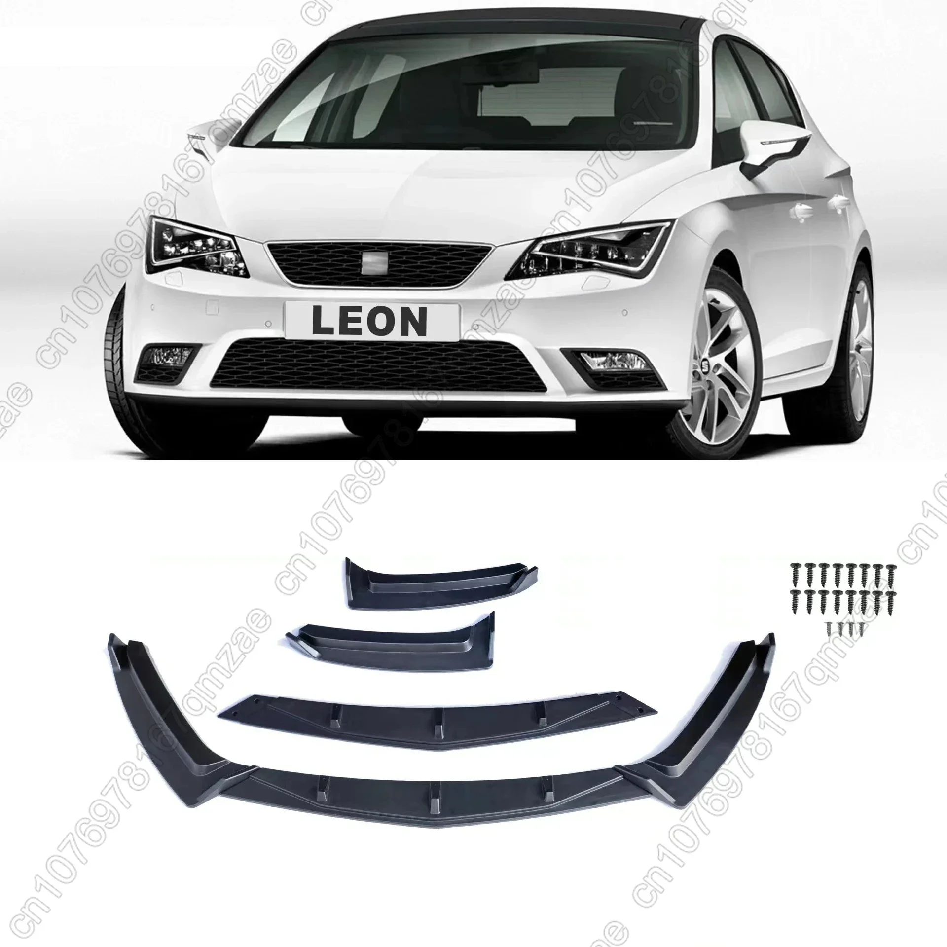 Car Front Bumper For Seat Leon MK3 2012-2018 3pcs Gloss Black Car Front Bumper Lip Splitter Spoiler Diffuser Guard Trim Body Kit