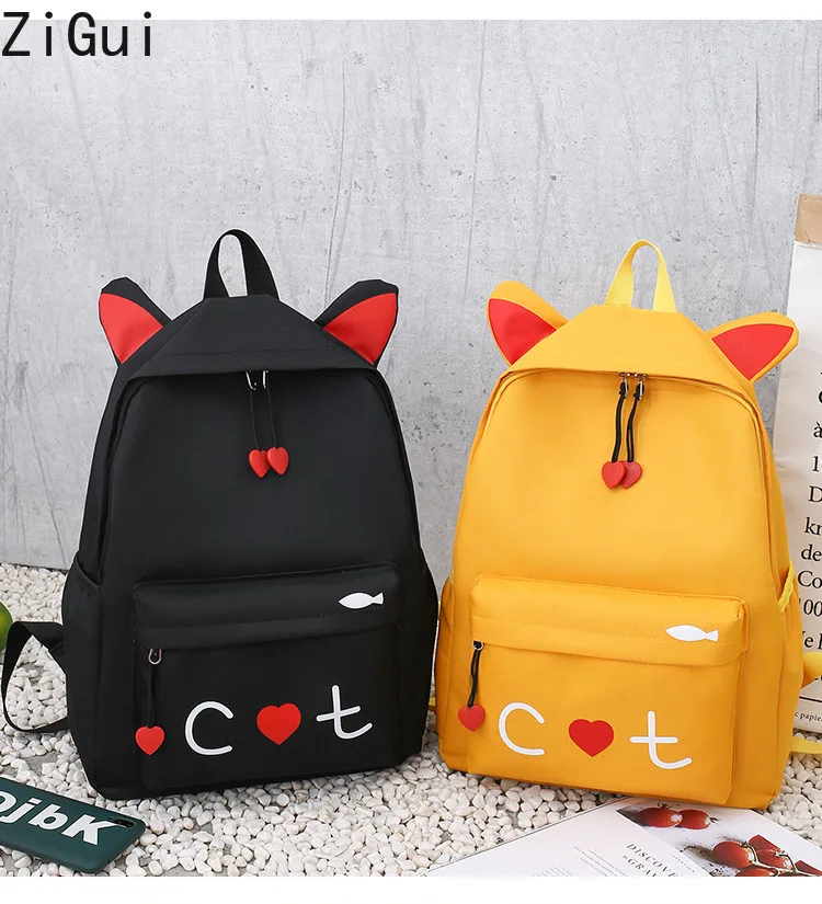 4Pcs Waterproof Backpack School Light Weight Trendy Climbing Travel Bag Women Middle School Student Canvas Cute Cat Backpack