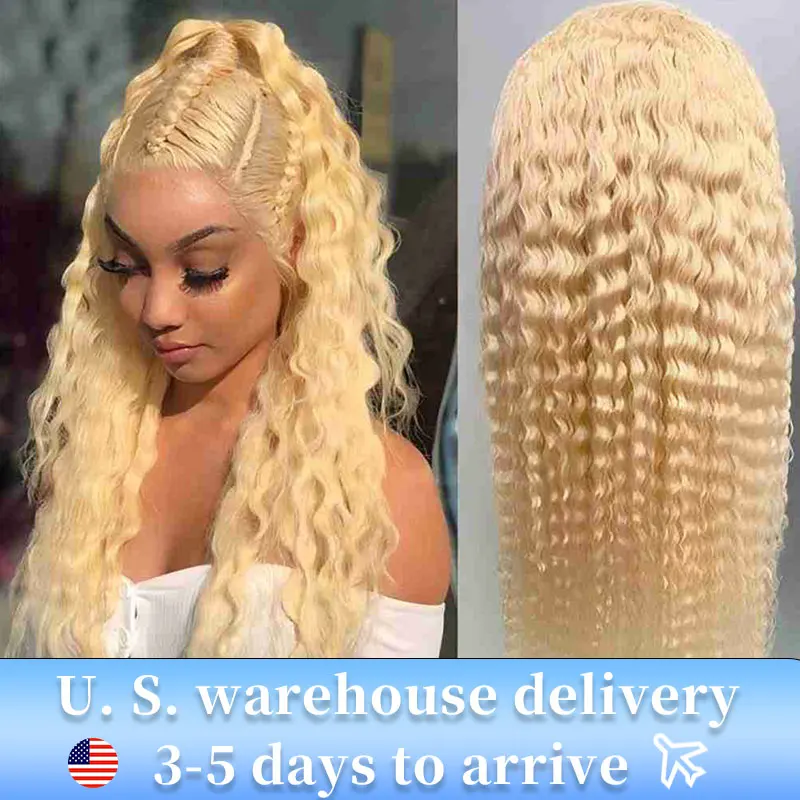 613 HD Lace Frontal Wig 13x6 Deep Wave Lace Front Human Hair Wig Honey Blonde Curly Wigs Colored Water Wave Wigs For Women