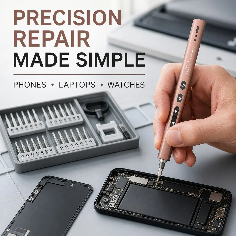 Cordless Pen Electric Screwdriver 0.3Nm, 2 Torque Levels, 42 S2 Bits for Phone Laptop Watch Camera Precision Repair
