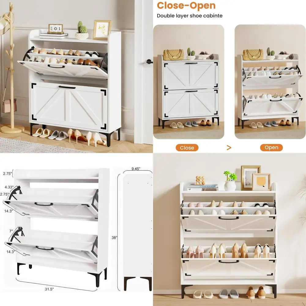 

Freestanding Shoe Storage Cabinet with Flip Drawers and Legs for Entryway Organizer in California