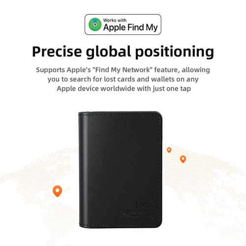 Imagen 2 del producto HOCO E91F tarjetero inteligente antipérdida con carga inalámbrica rastreador de billetera uso con Apple Find My APP localizador para bolso de viaje
