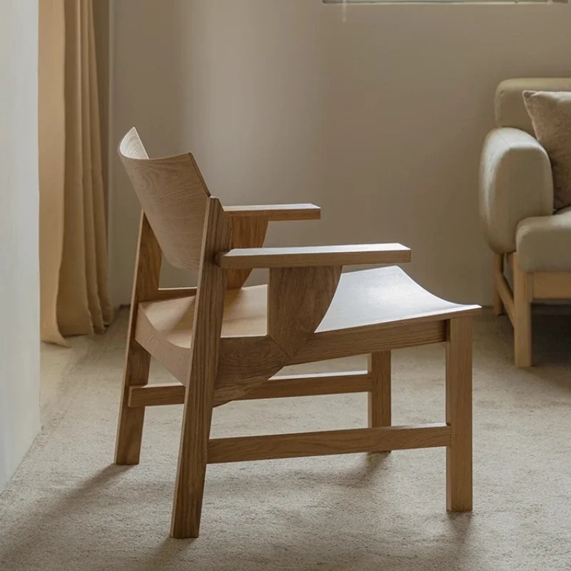 

Sofa chair single dining chair advanced sense solid wood backrest small apartment leisure