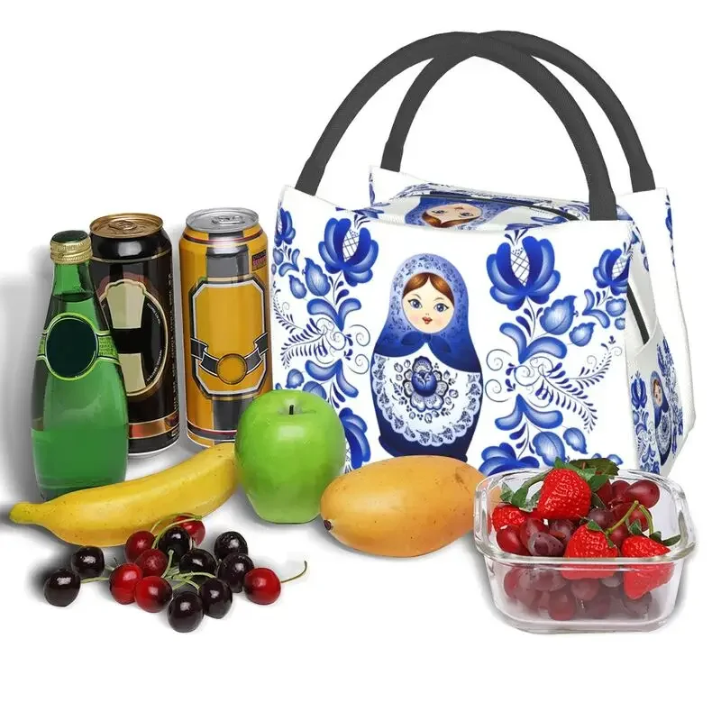 Custom Matryoshka Doll Russia Lunch Bags Women Warm Cooler Insulated Lunch Boxes for Work Pinic or Travel