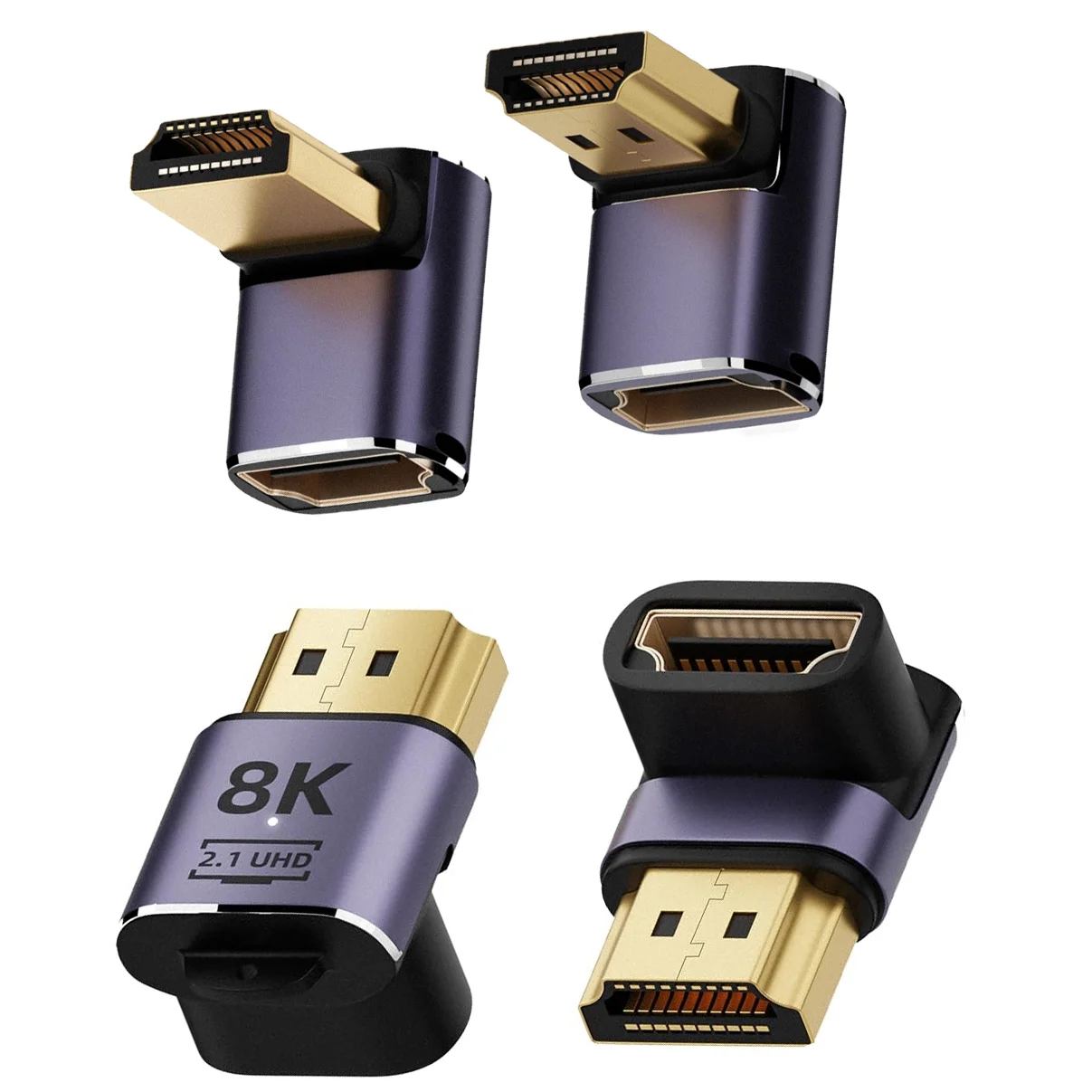 

2Pack HDMI-compatible 2.1 Right-Angle Adapter 90 Degrees 48gpbs 8k60hz 4k120hz para projetor hdtv ps4 ps5 computador portátil