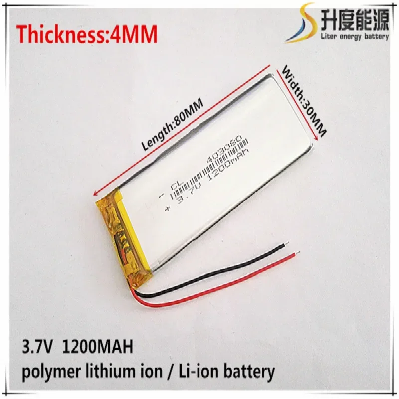 1pcs [SD] 3.7V,1200mAH,[403080] Polymer lithium ion / Li-ion battery for TOY,POWER BANK,GPS,mp3,mp4,cell phone,speaker