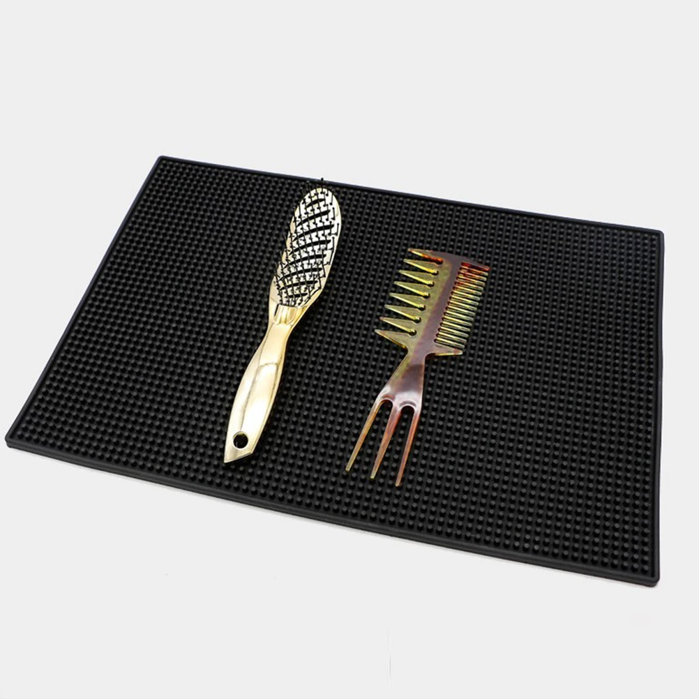 

1pc Hairdressing Tools Skid-Proof Storage Mat Heat Resistant Anti-Slip Cushion For Salon Barber Home Use Black Color