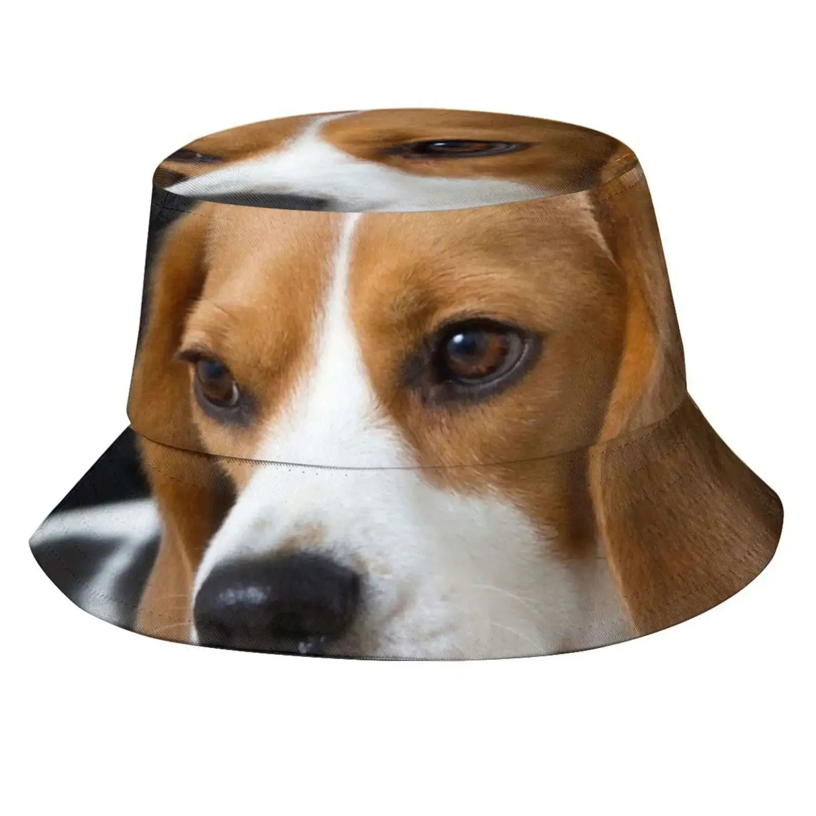 Beagle On The Black Women Men Fisherman Hats Bucket Caps Dogs Funny Puppies Puppy Cute Lovely I Love Romantic Popular Pets