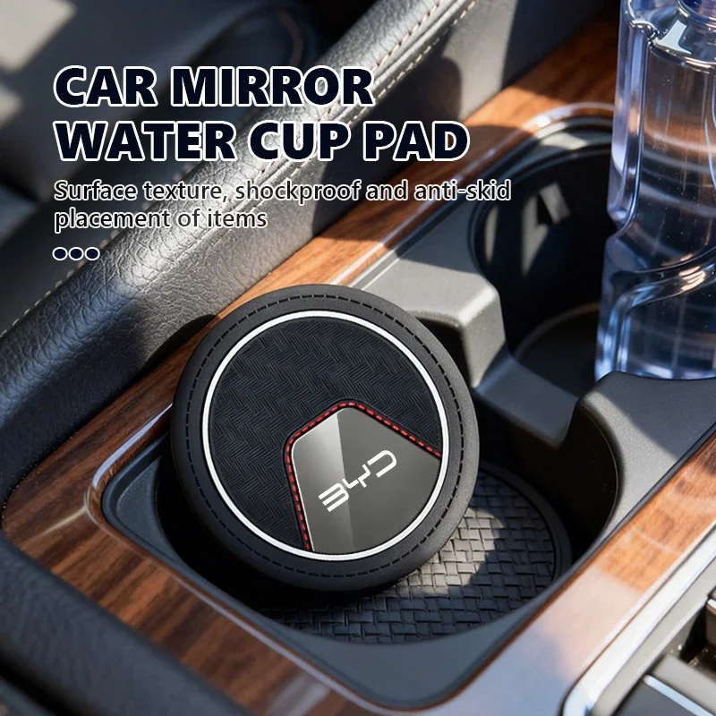 

PVC Car Cup Holder Coaster Anti-Slip Mat For BYD Tang Atto 3 Yuan Plus Song Max F0 G3 F3 E6 Accessories 2Pcs