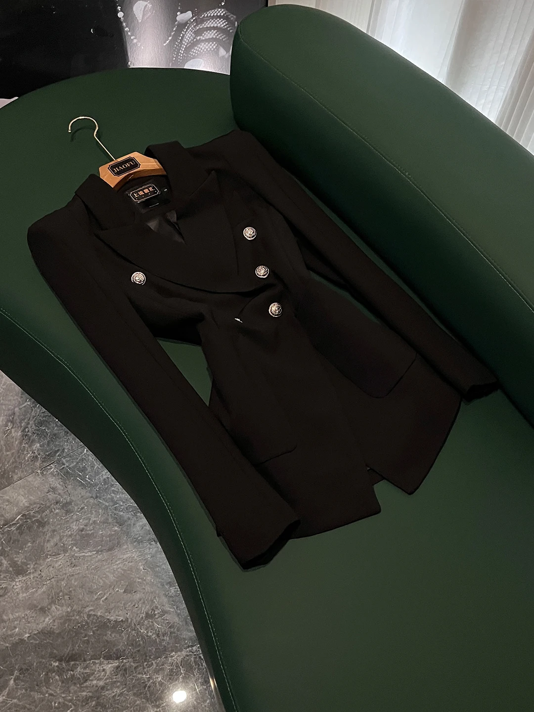 Ele Women's Suit Jaet Pure Color Button Splicing Design Commute Sle Autumn Winter New Arrival OK35 Waist-Cinching Lon...