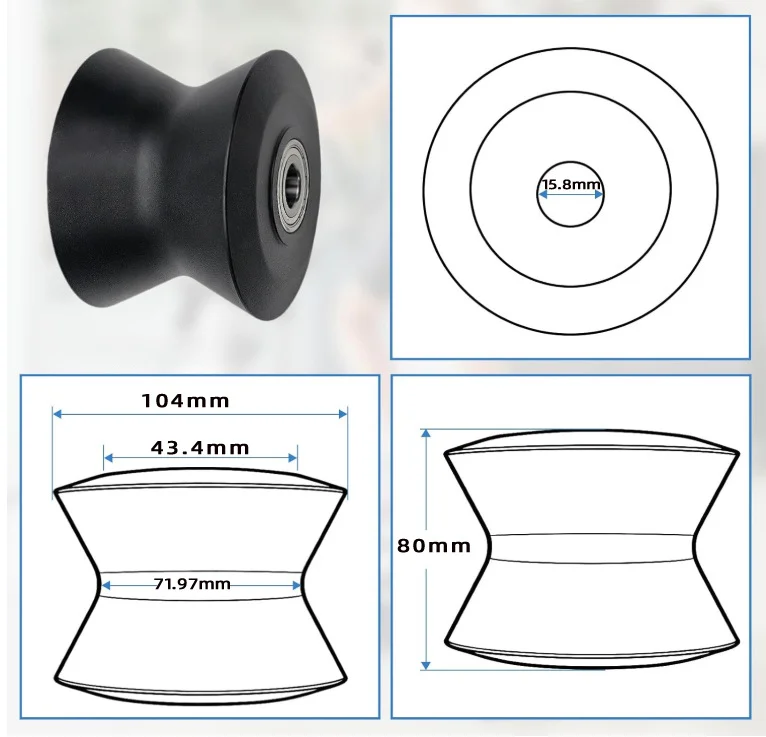 Elliptical Machine Roller Replacement Part with Plastic Structure and Rubber Designed for Low Noise and High Durability