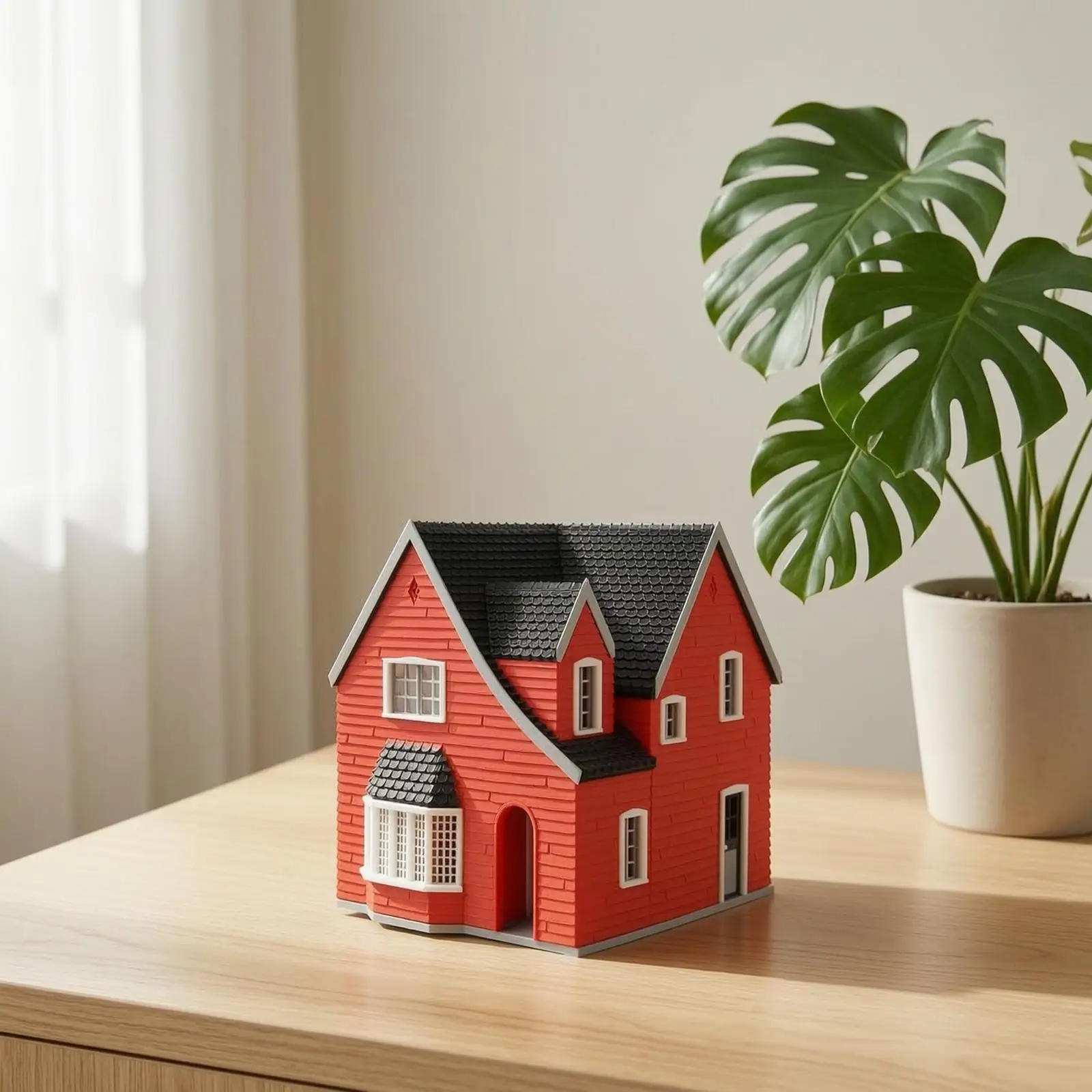 Small Architecture Building Model Kit with Bay Window Mini House Decor 1 64 Scale Plastic Craft for Collector Display Shelf