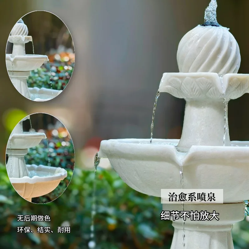 Solar fountain, European-style outdoor garden decoration, circulating water flow ornament garden landscape villa