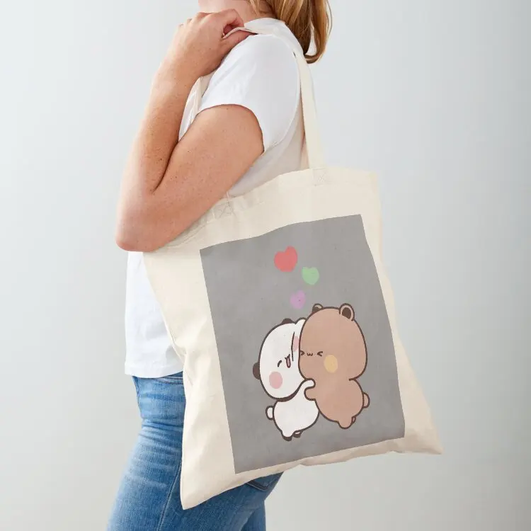 

DuDu Brownie Bear and BuBu Pandaas Love Tote Bag supermarket folding bag Women's bags Fabric bag large tote