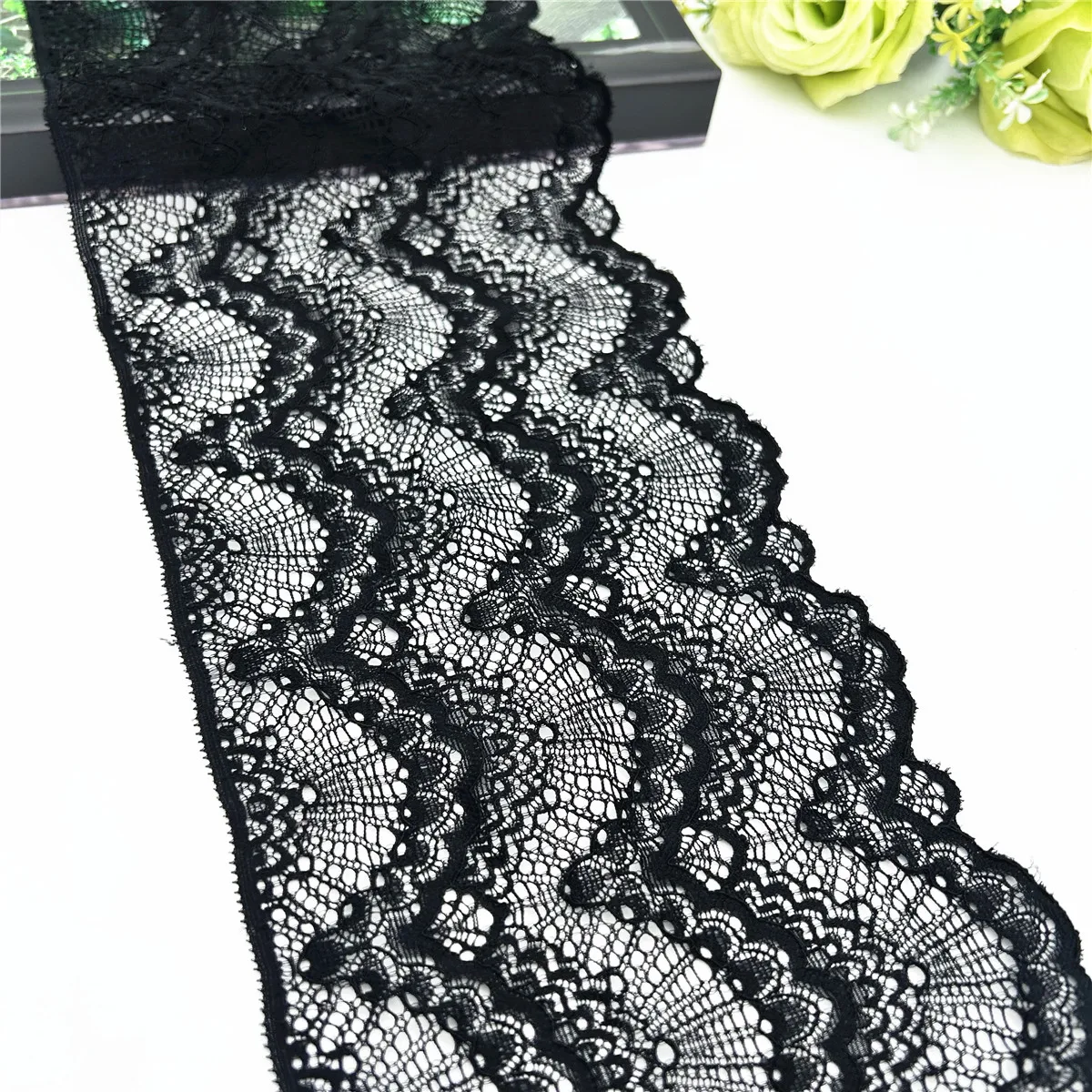 3y/Lot Width 15cm Black Stretch Elastic Lace DIY Crafts Sewing Supplies Decoration Accessories For Bikini Underware Fabric