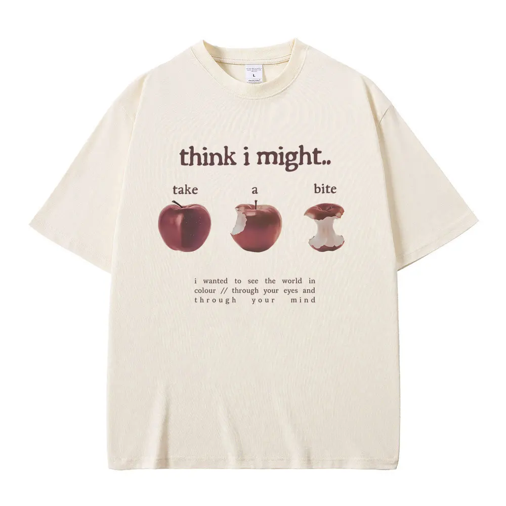 Beabadoobee Think I Might Take A Bite Merch T-shirt Men Women Fashion Pop Music T Shirts Male Casual Vintage Oversized T-shirts