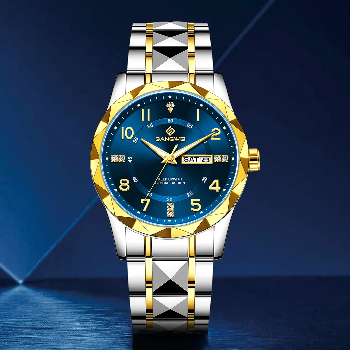 BangWei Top Brand Luxury Man Wristwatch Waterproof Luminous Date Week Men Watches Stainless Steel Quartz Men's Watch Male reloj