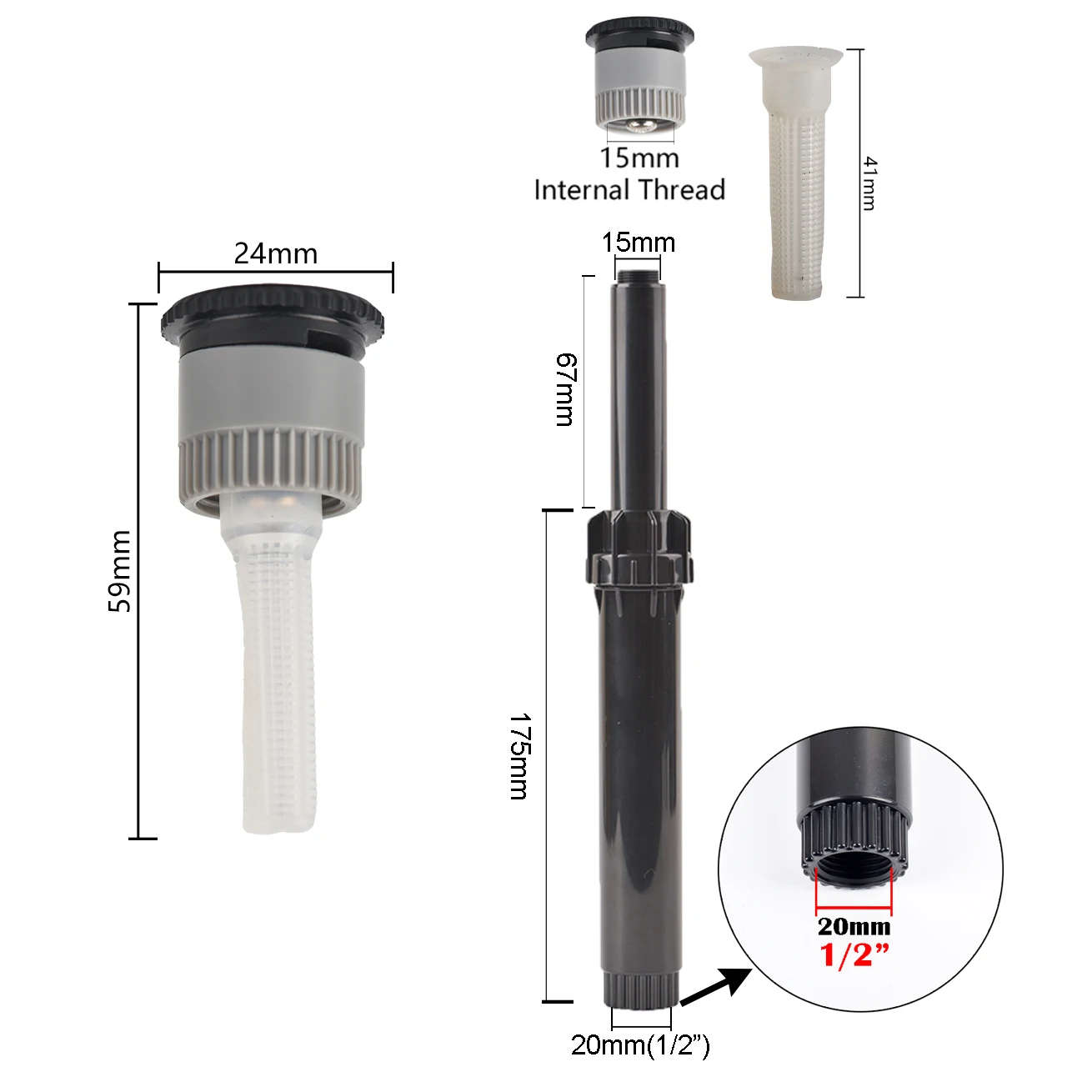 1Pc 0~360 Degree Adjustable Swivel Diffuser Nozzle Garden Lawn Farm Pop Up Sprinkler 1/2\