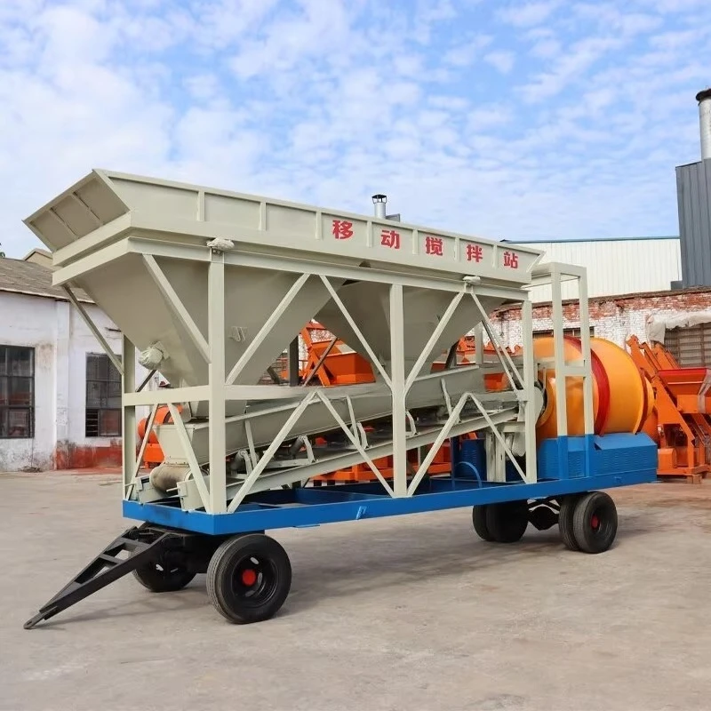 China Hot Sale YG Mobile Concrete Ready Mixing Batching Plant Layout Electric/Diesel Movable Small Construction Use Plant