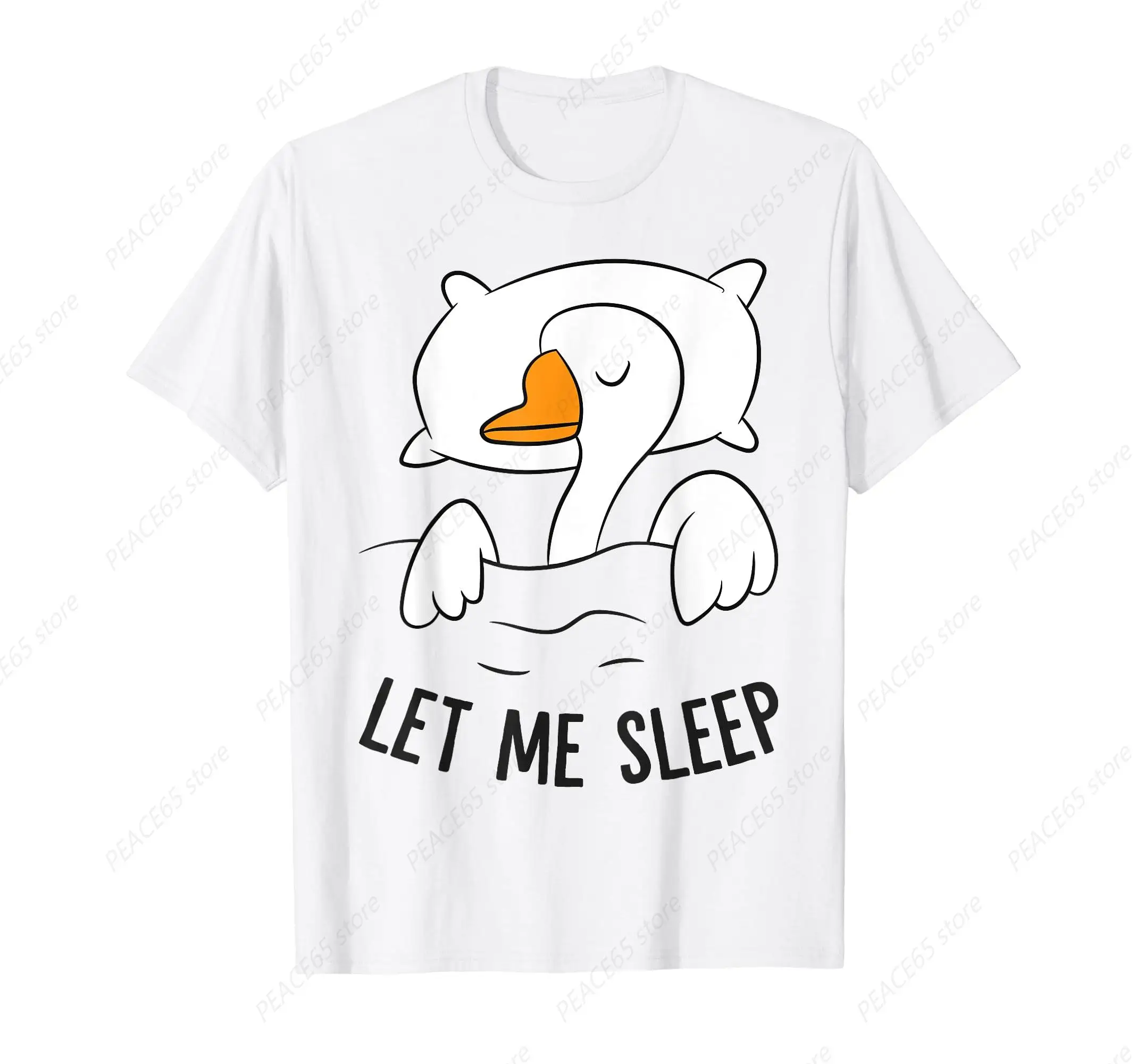 Забавная гусиная Пижама с надписью «Let Me Sleep», футболка из хлопка с милыми животными, с коротким рукавом, все сезоны