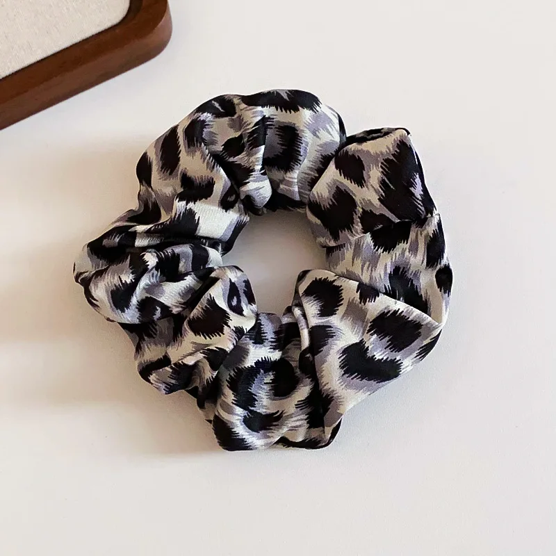Leopard Printing Vintage Hair Ties for Women Scrunchie Ponytail Loop Holder Stretchy Elastic Hair Bands Head Ropes Accessories image 3