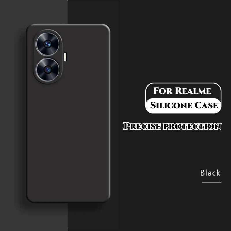 Black Case For OPPO Realme C55 C35 C30S C30 C25S C15 C12 C3 XT X2 Pro Camera Protection Matte Silicone Case Phone Back Cover