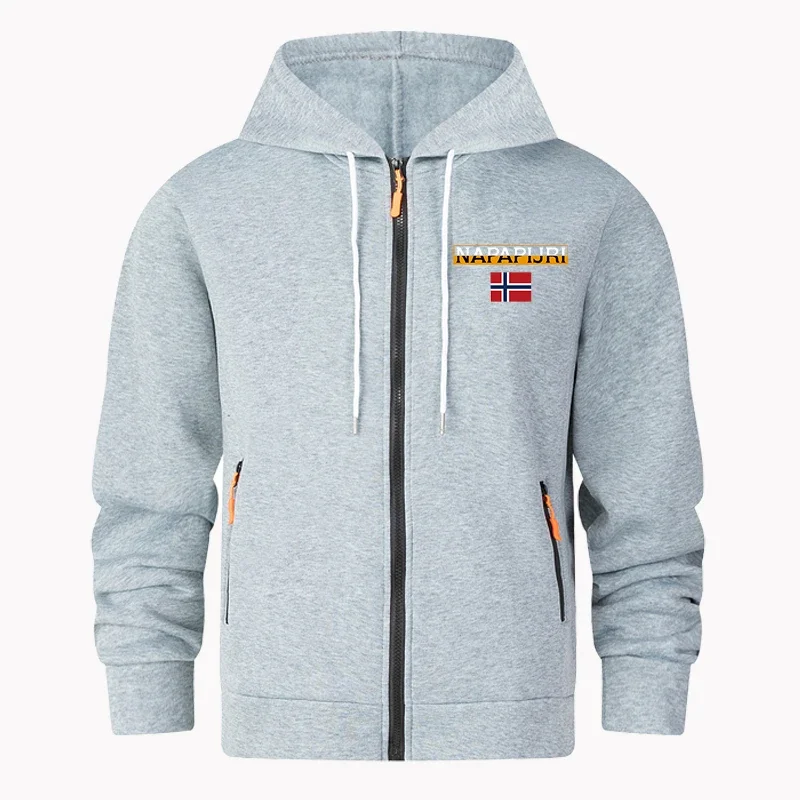 سترة بغطاء للرأس للرجال من High Street، سترة فضفاضة بأكمام طويلة وسحاب ريترو، هوديي