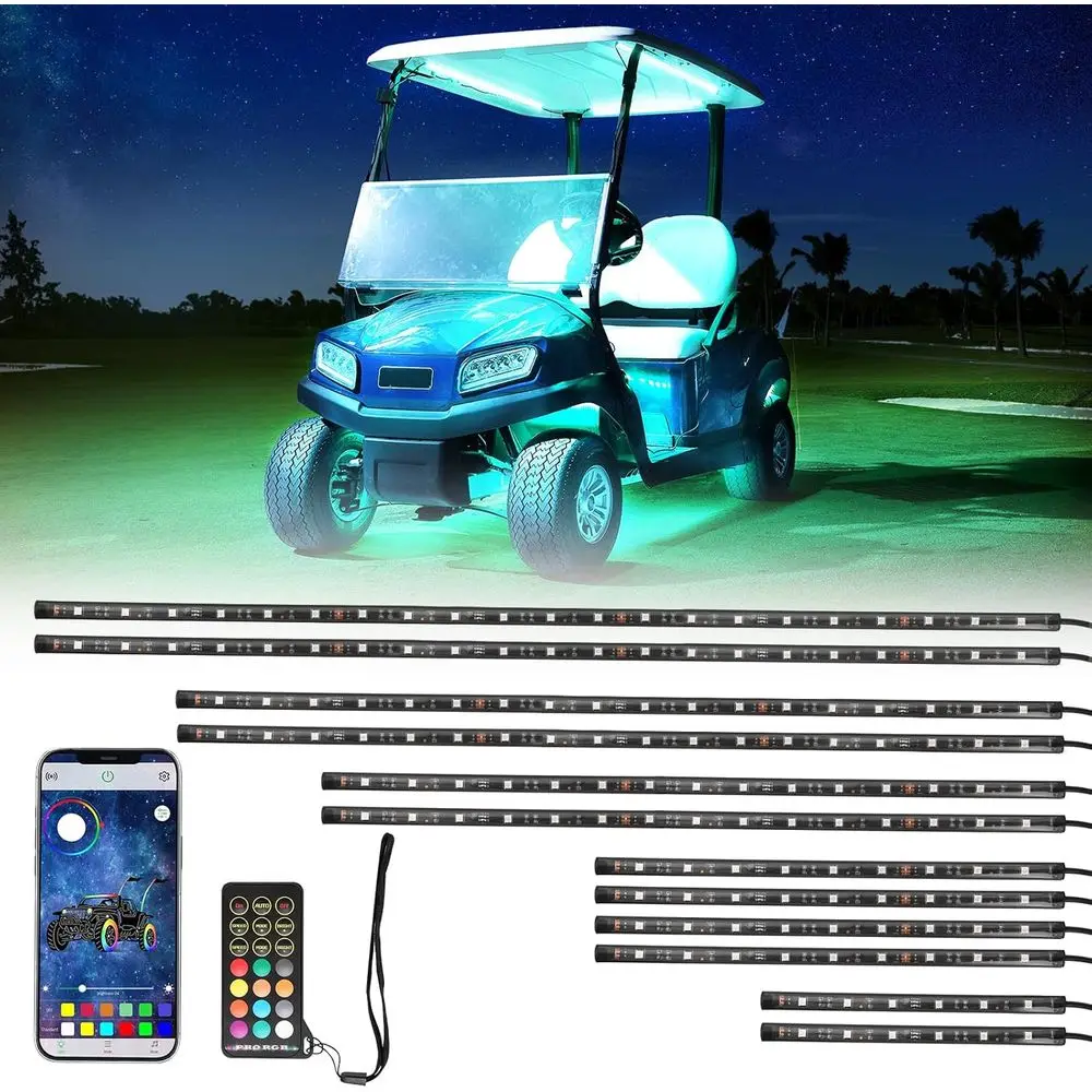 

Комплект светодиодных лент для подсветки днища автомобиля (12 шт.), 12В, совместимый с Club Car, EZGO, Drive, ICON и Kandi, водонепроницаемый IP