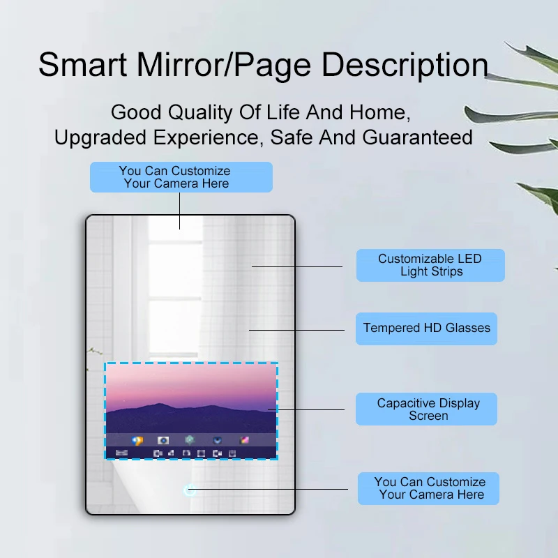 Hot Saling Intelligent Wall Mounted Mirror Touch Screen Led Bath Smart Mirror Rectangle/round /square Customized Shape