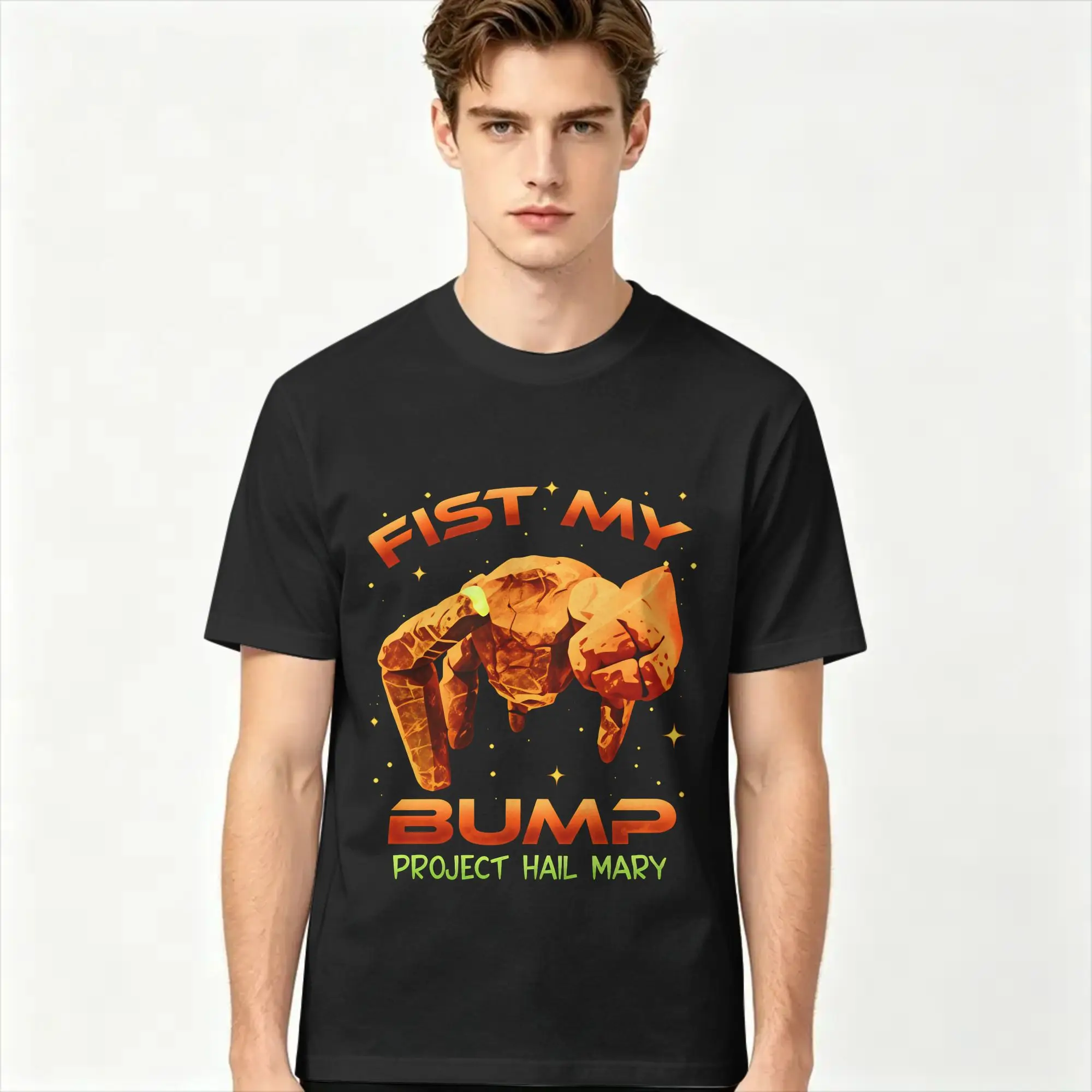 Novelty Project Hail Mary Fist My Bump T-Shirt Men Crew Neck Pure Cotton T Shirt  Short Sleeve Tees Plus Size Clothing