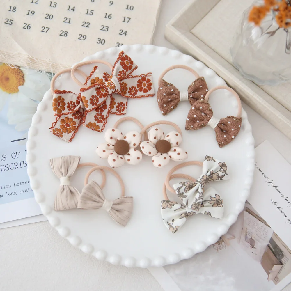 

10pcs Cute Girls Flower Headband Butterfly Bow Rabbit Lattice Dot Kids Hair Ties Head Wear Rubber Elastic for Children Hairband