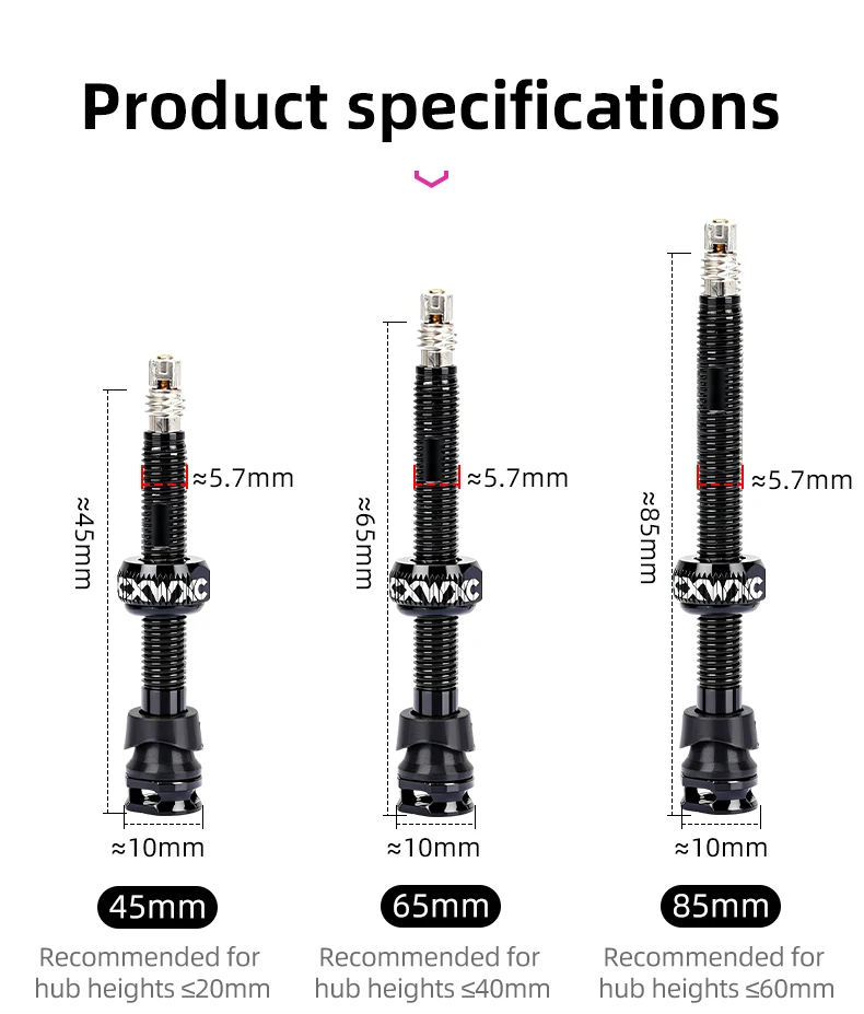 CXWXC 1 Paar Fahrrad Presta Ventil 45/65/85mm Aluminium Legierung Ventil Für Tubeless Straße/MTB/Gravel Fahrrad Felge Ventil Zubehör – Detail 3