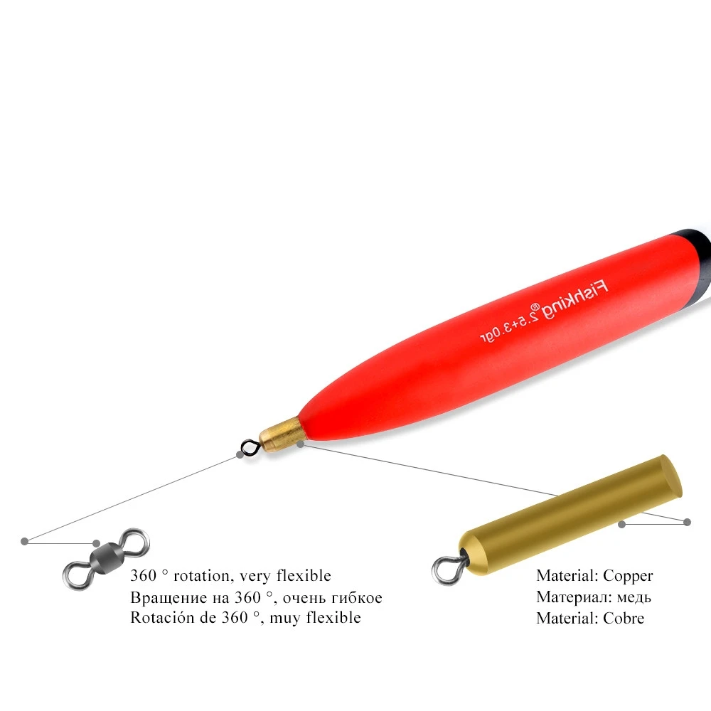 FISH KING 5 stili Barguzinsky Fir Bobber galleggiante da pesca dimensioni miste 20cm-26.5cm rame Ocean Rock boa per attrezzatura da pesca alla carpa