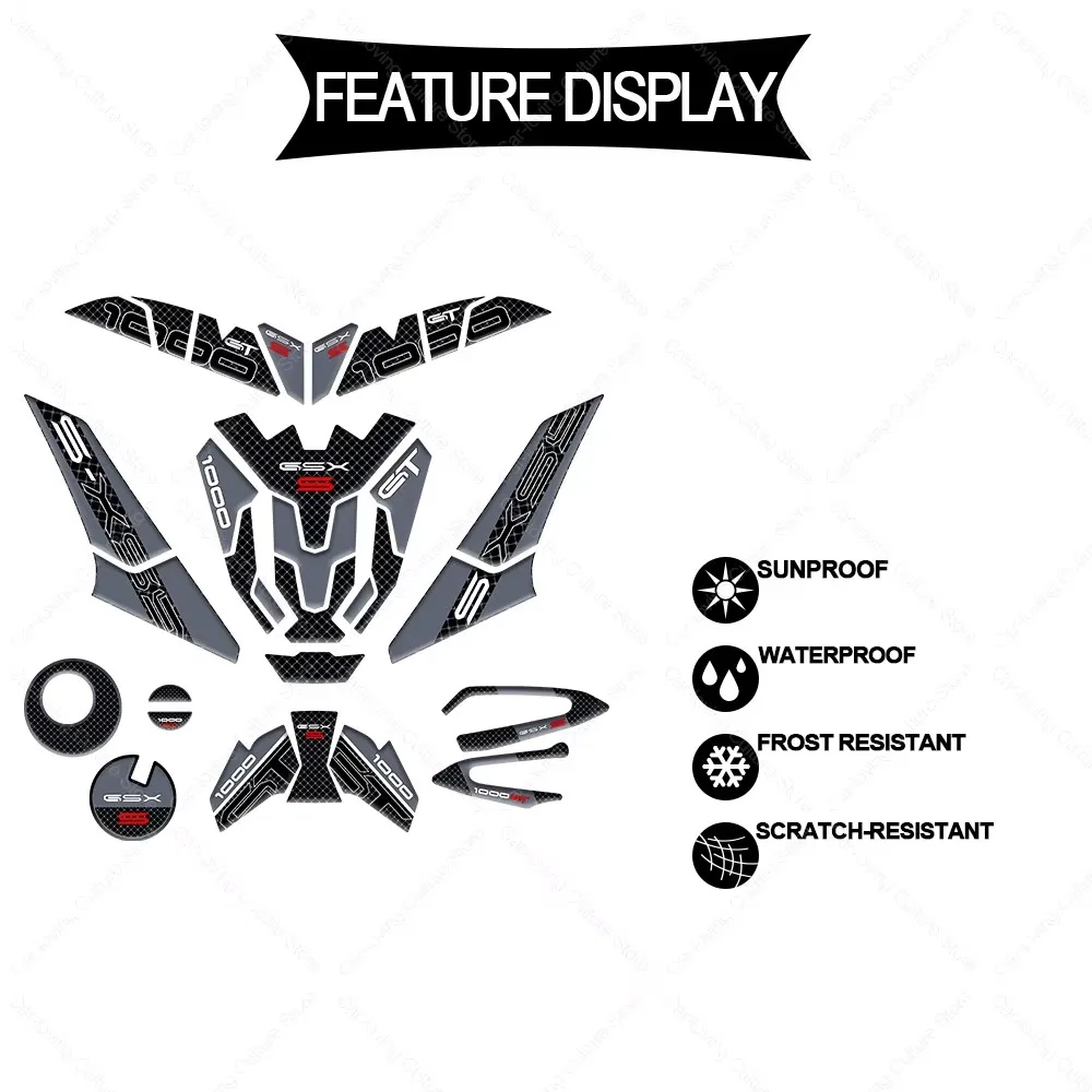 For GSX-S1000GT GSX S1000GT Motorcycle Accessories Waterproof Protective Tank Pad Stickers Kit 3D Epoxy Resin Protective Sticker