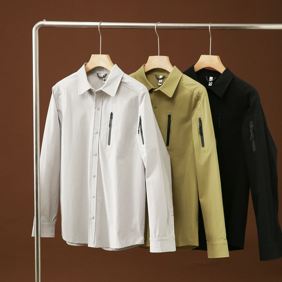

Outdoor Tactical Breathable Men's Casual irt Jaet Stand Fit Long Sve Spring Season Pred Glue ket Qui Dry