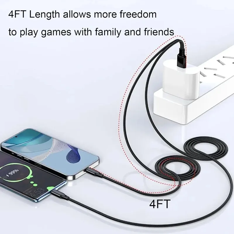 Двойной разветвитель USB C Multi Type-C, 6 А, быстрая зарядка, высокоскоростная передача данных, нейлоновый шнур, провод для зарядного устройства USB A-C