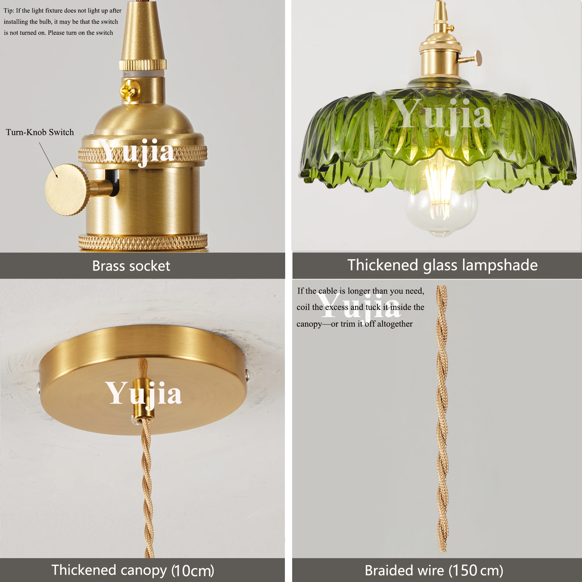 Multi-style Green Glass Pendant Light Vintage Light Fixtures with Glass Lampshade Modern Chandelier Lamp for Kitchen Island view 4