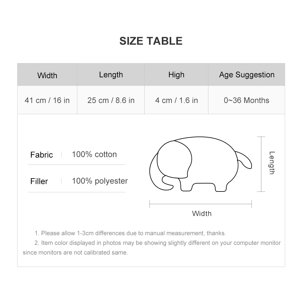 Baby Pillow Elephant Animal Bedding Newborn Pillow Doudou Touch Feeling Toddler Security Anti-Startle Infant Room Decoration