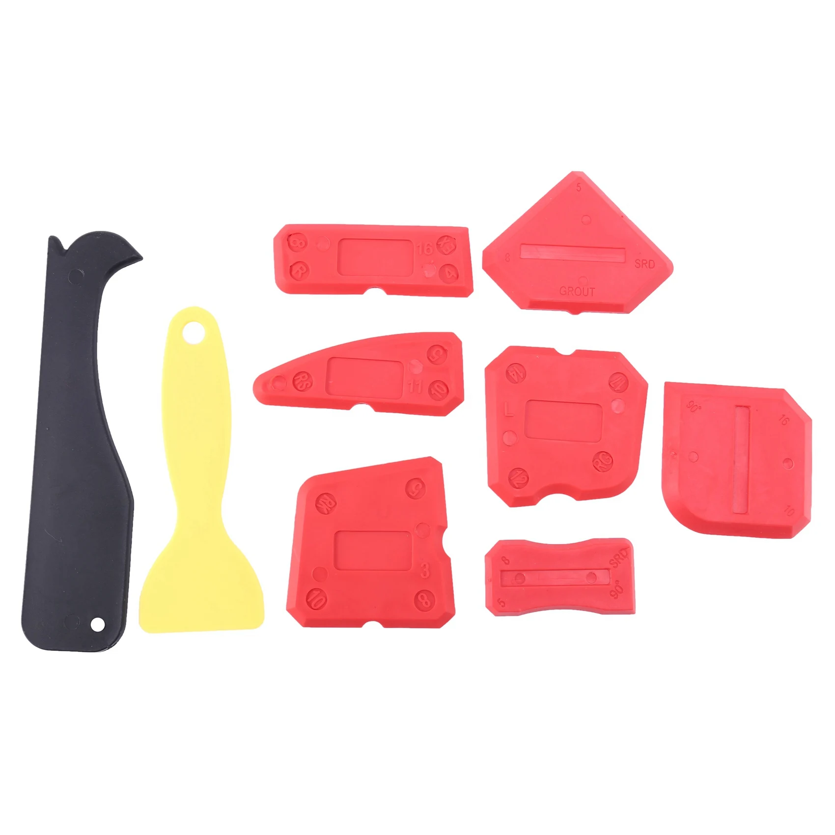 9 Pieces Silicone Sealant Finishing Tools Smoothing Caulking Tool Kit for Kitchen Bathroom Floor Sealing, Red