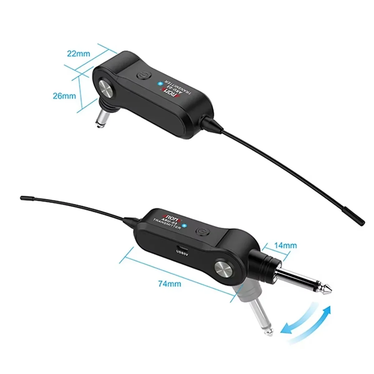 

Aroma -03 UHF Guitar System Transmitter Receiver Bass Guitar Wireless Transmission System Rechargeable Battery