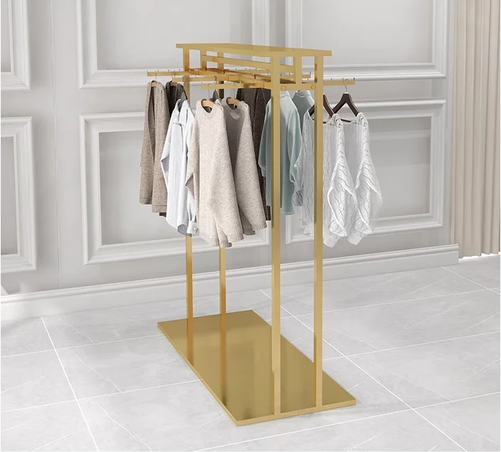 Clothing store island rack double row upright display rack for men's and women's clothing, pants display rack