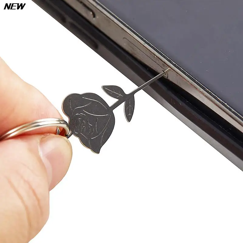 2Pcs/Set Rose Shape Stainless Steel Needle for Smartphone Sim Card Tray Removal Eject Pin Key Tool Universal Thimble
