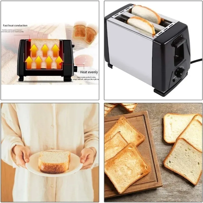 750W Electric 2-Slice Toaster Machine with Removable Crumb Tray, 6-Shade Toast Setting, Compact for Toasting Puff Pastry Waffles