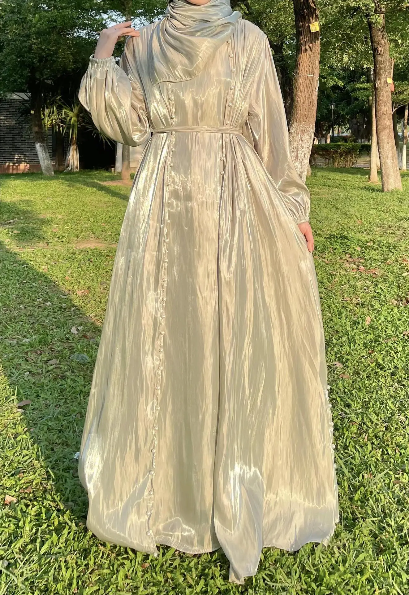 Moda aperta Abaya Kimono abito interno Sciarpa Cintura Set Dubai Cardigan musulmano Abaya Donna Abito casual femminile Islam Abbigliamento arabo