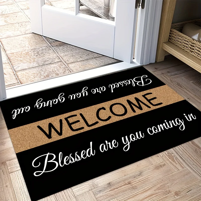 Welcome Blessing Doormat Tech Fabric Diatom Mud Lightweight Machine Washable Rectangular Floor Mat Bedroom Living Room Kitchen Bathroom Entryway Porch Indoor Outdoor Home Decor Entrance Rug Positive Quote Housewarming Gift Doorway Accent