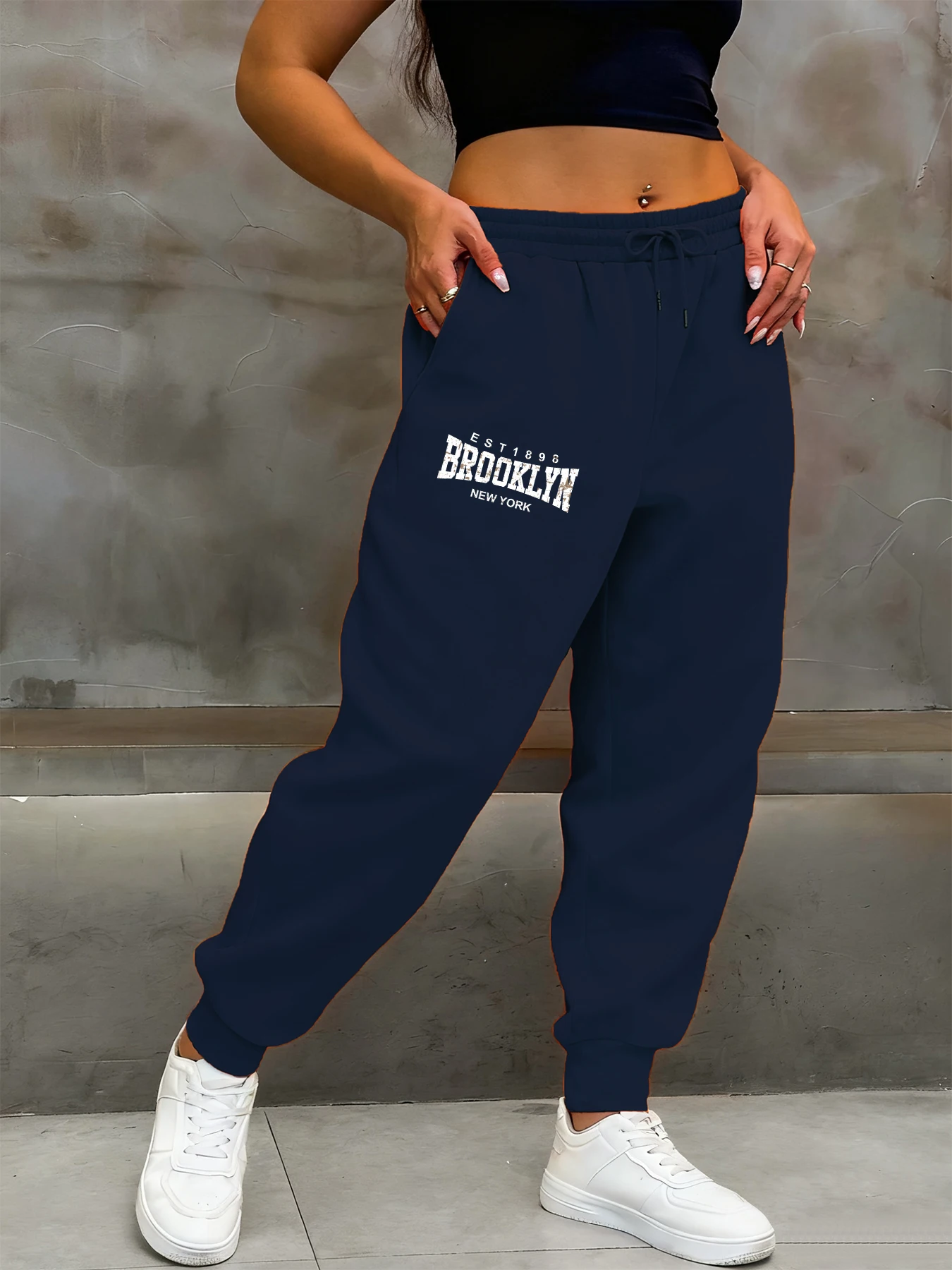 بروكلين نيويورك طباعة Sweatpants الإناث لينة الدافئة Britches الخريف الشارع السراويل الطويلة موضة الهيب هوب كل مباراة بنطلون