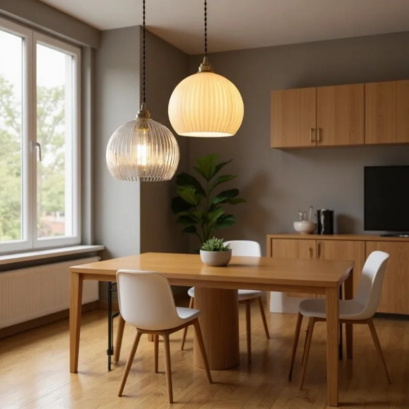 Nordic Minimalist Glass Pendant Light Personalized Restaurant Bar Counter Coffee Shop Aisle Bedroom Bedside Stripe Chandelier